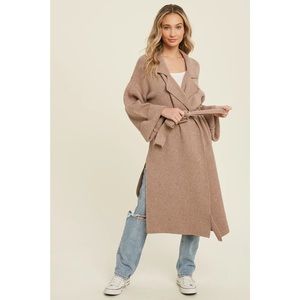 *NWT* EFFORTLESS KNITTED TRENCH COAT 🧥 LATTE COLOR